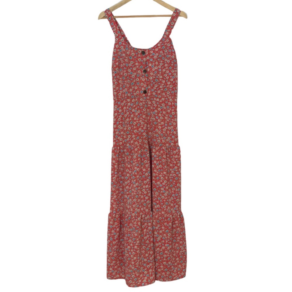 NWOT Orange & Blue Floral Tiered Maxi Dress - Picture 2 of 14